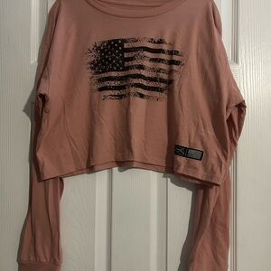 Grunt Style Dusty Pink Crop Top with Black Graphic